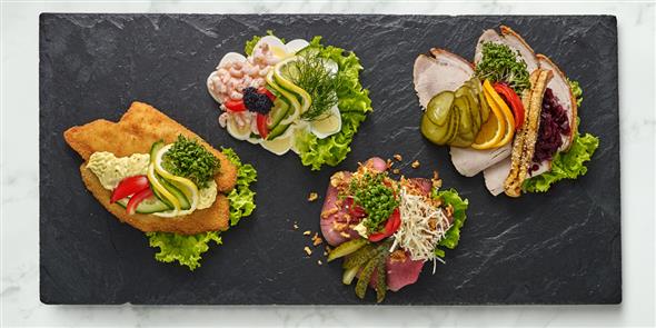Smørrebrød. 4 varianter.